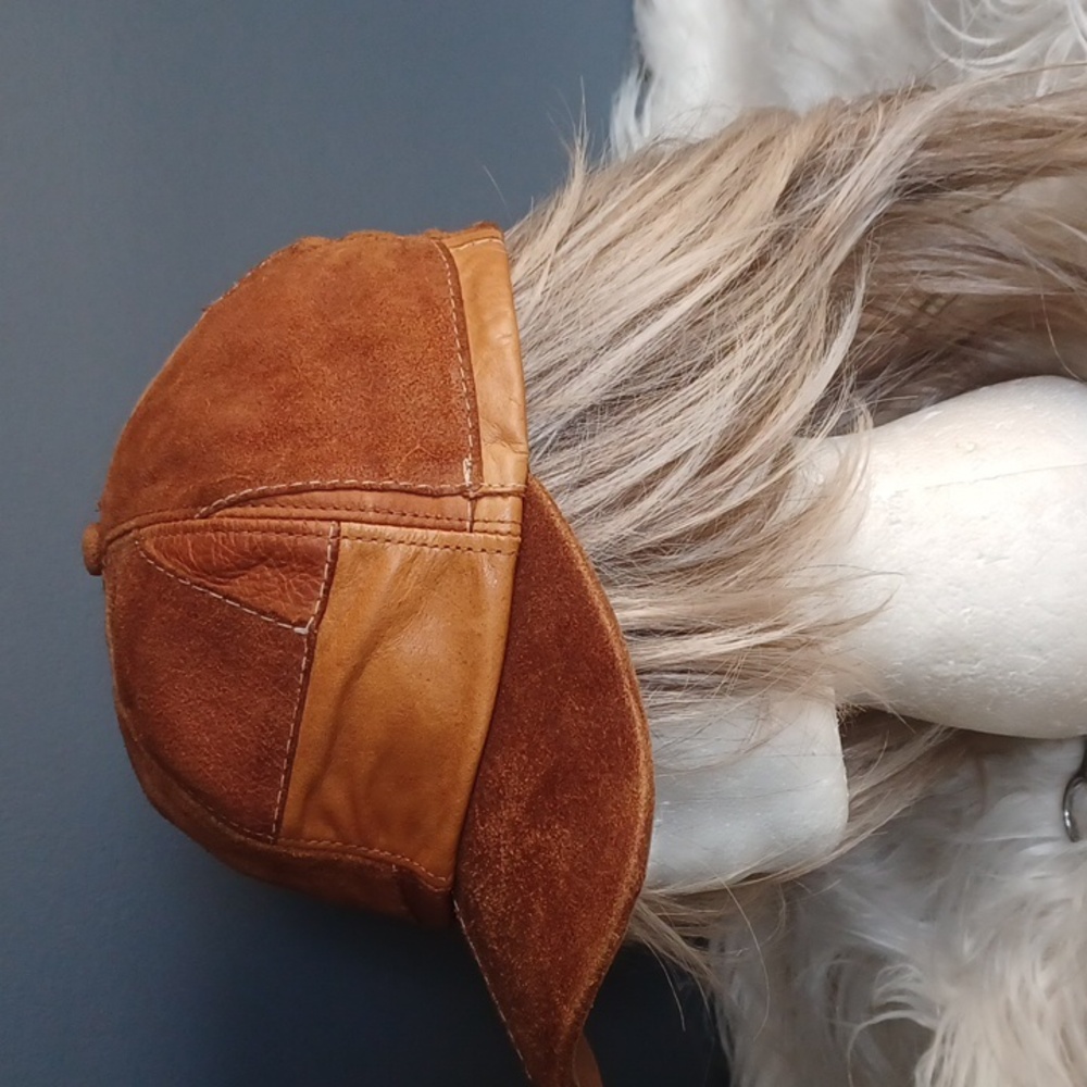 Vintage Henschel patchwork  leather  hat